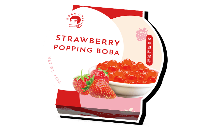 Strawberry Popping Boba 450g Cup